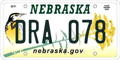 NE license plate DRA078