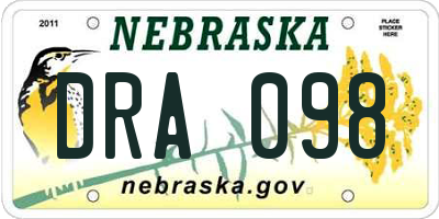 NE license plate DRA098