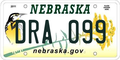 NE license plate DRA099