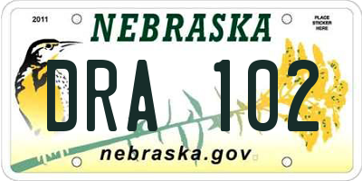 NE license plate DRA102