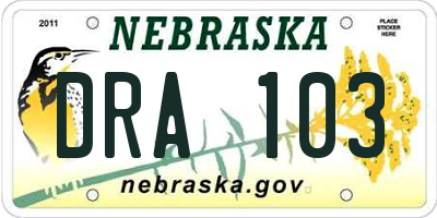 NE license plate DRA103