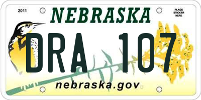 NE license plate DRA107
