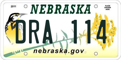 NE license plate DRA114