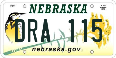 NE license plate DRA115
