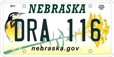 NE license plate DRA116