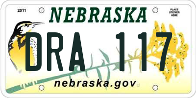 NE license plate DRA117