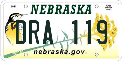NE license plate DRA119
