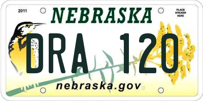 NE license plate DRA120
