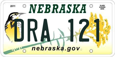 NE license plate DRA121