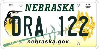 NE license plate DRA122