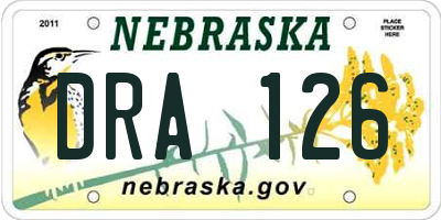 NE license plate DRA126