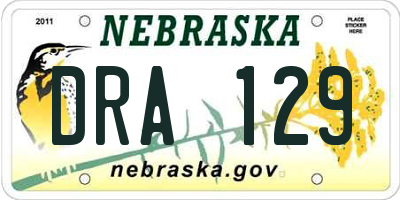 NE license plate DRA129