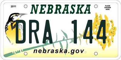 NE license plate DRA144