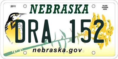 NE license plate DRA152