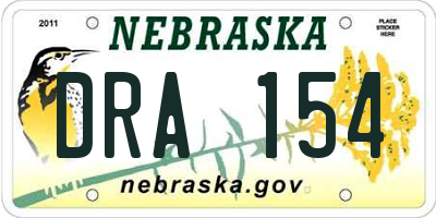 NE license plate DRA154
