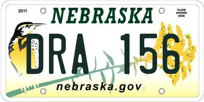 NE license plate DRA156