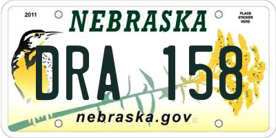 NE license plate DRA158