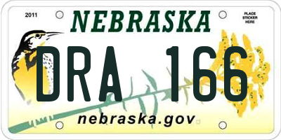 NE license plate DRA166