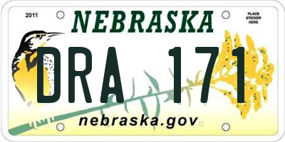 NE license plate DRA171