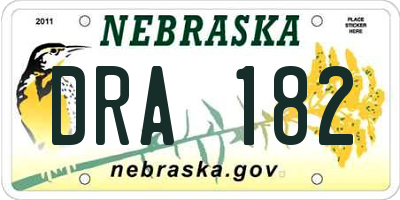 NE license plate DRA182