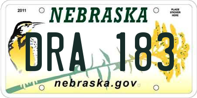 NE license plate DRA183