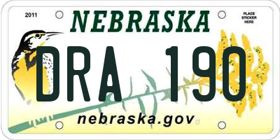 NE license plate DRA190