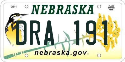 NE license plate DRA191