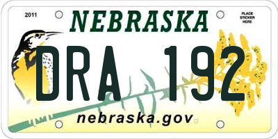 NE license plate DRA192