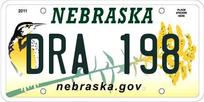 NE license plate DRA198