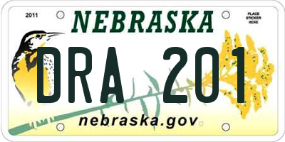 NE license plate DRA201