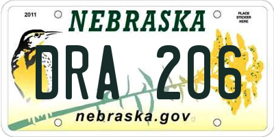 NE license plate DRA206