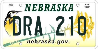 NE license plate DRA210
