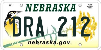 NE license plate DRA212