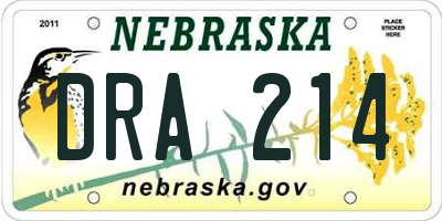 NE license plate DRA214