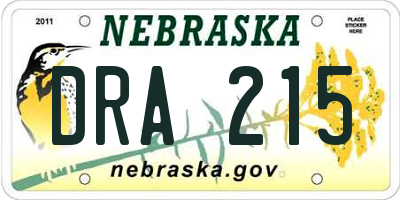NE license plate DRA215