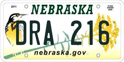 NE license plate DRA216