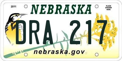 NE license plate DRA217