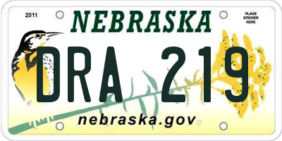 NE license plate DRA219
