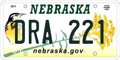 NE license plate DRA221