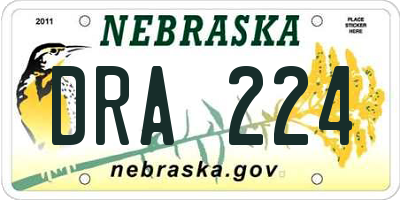 NE license plate DRA224