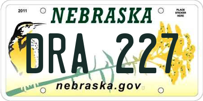 NE license plate DRA227