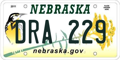 NE license plate DRA229