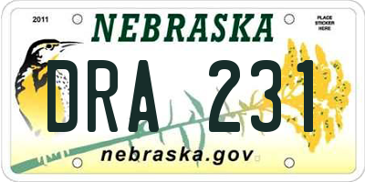 NE license plate DRA231