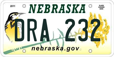 NE license plate DRA232