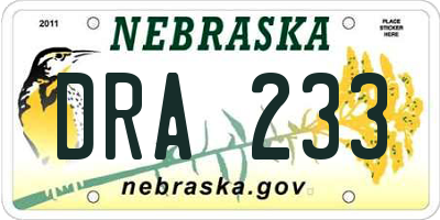 NE license plate DRA233