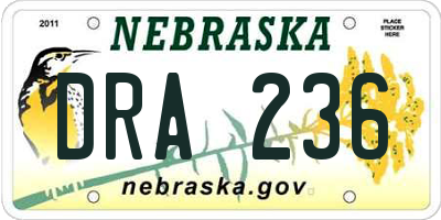 NE license plate DRA236