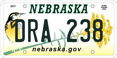 NE license plate DRA238