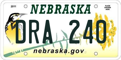 NE license plate DRA240