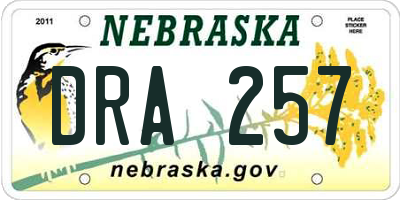 NE license plate DRA257