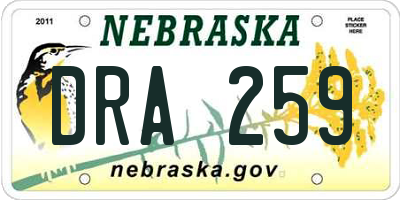 NE license plate DRA259